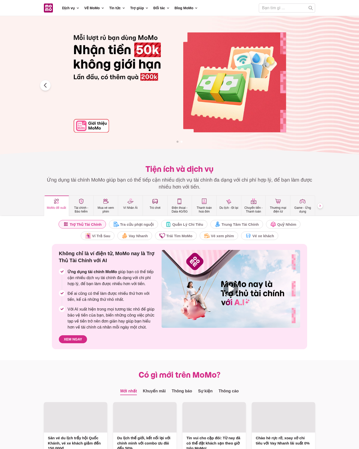 Trang MoMo được quan sát ngày 13 tháng 8 năm 2026