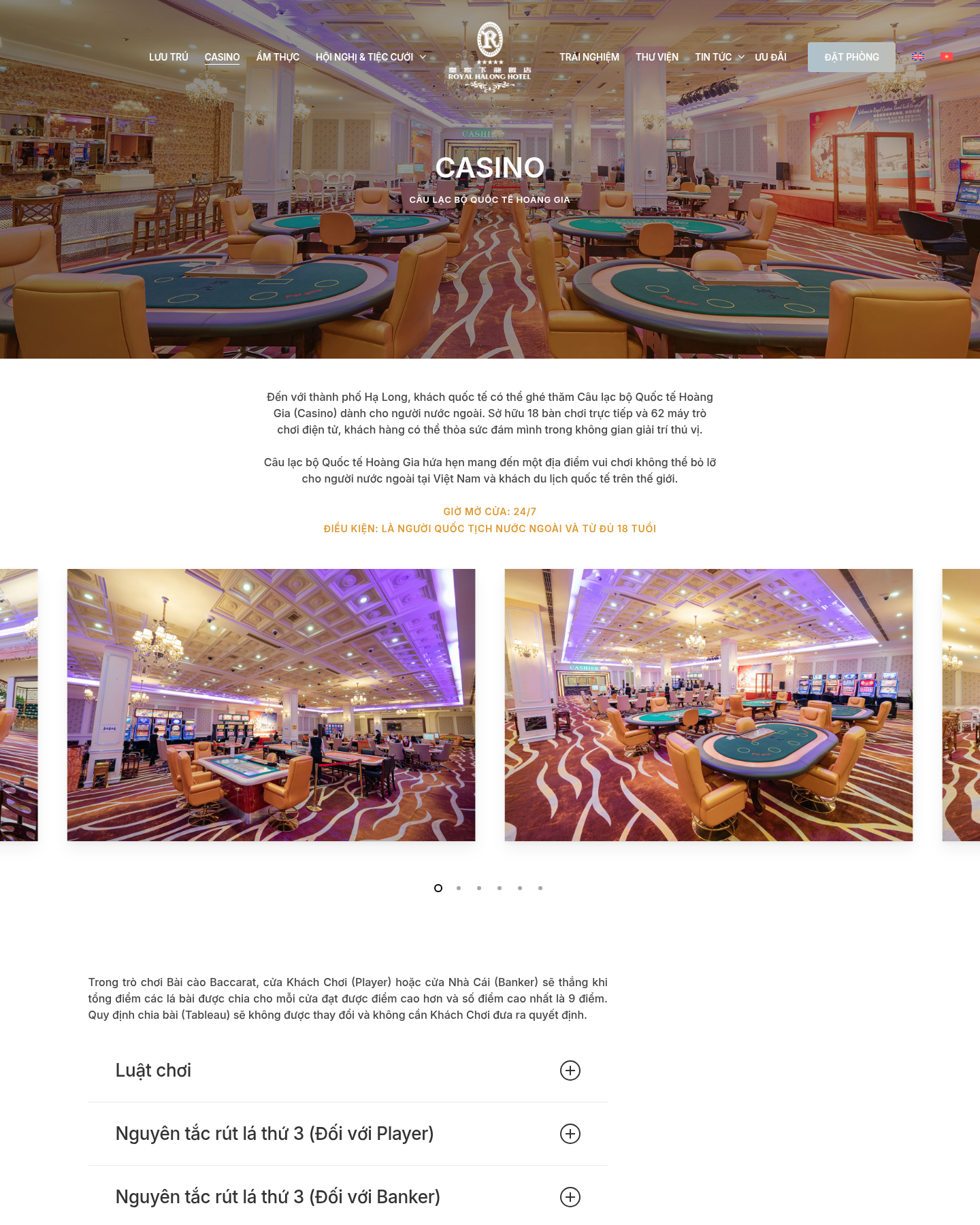 Trang Royal Casino Hạ Long ghi dành cho người nước ngoài