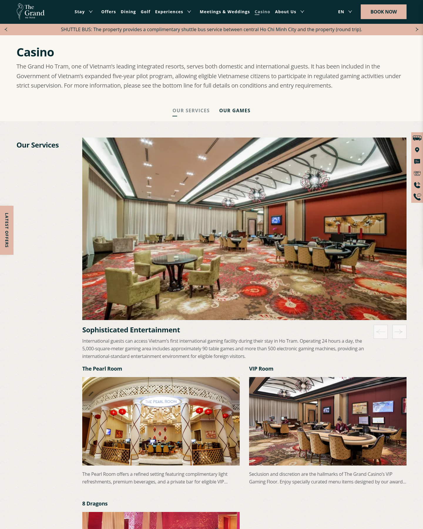 Trang casino The Grand Hồ Tràm quan sát ngày 13 tháng 8 năm 2026